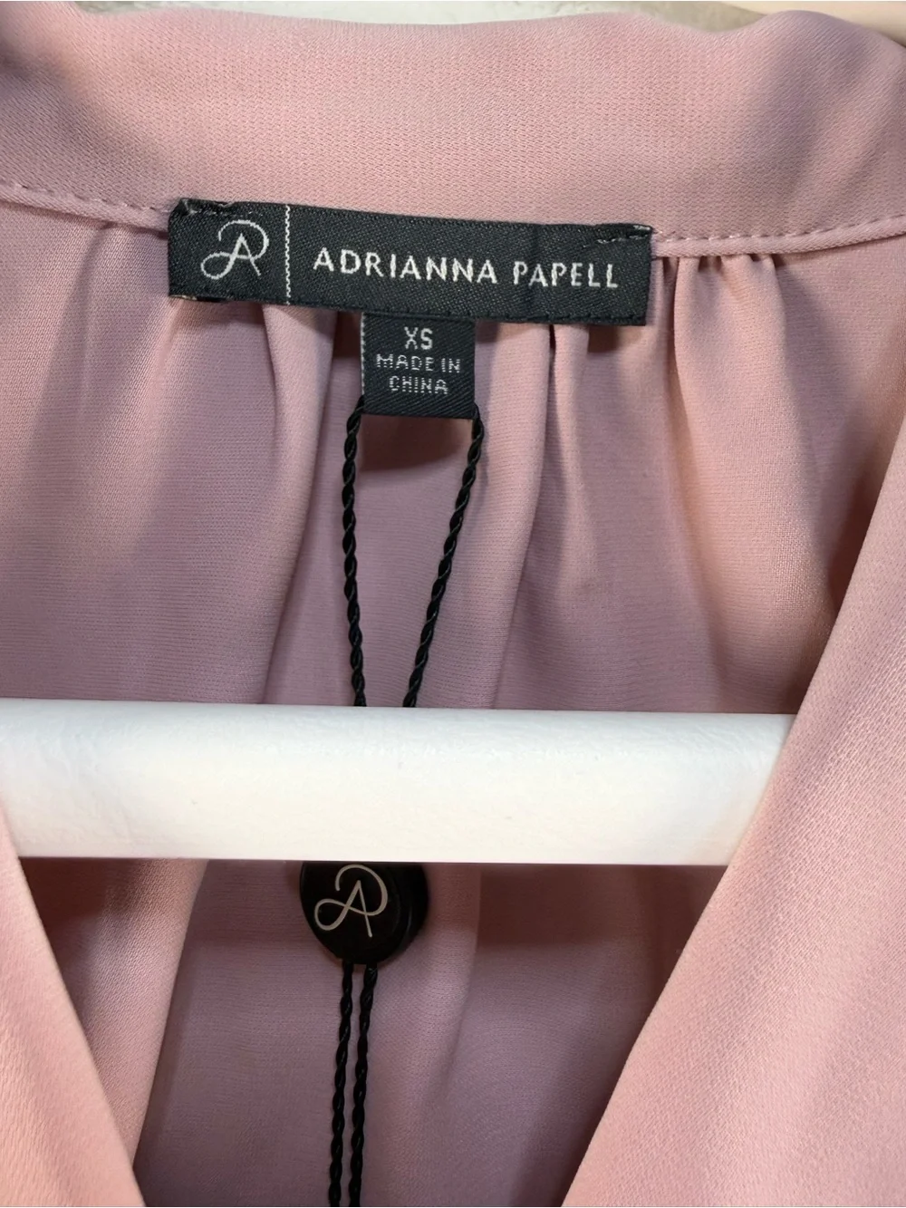 Adrianna Papell Tie Neck Blouse Lavender Beach Long Sleeve NWT XS Career